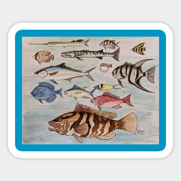 Saltwater Fish of the Sea Sticker by Matt Starr Fine Art